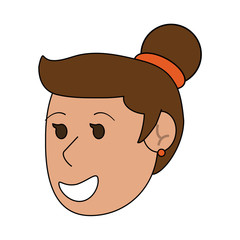 happy young women face cartoon