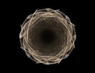 Particles of abstract fractal forms on the subject of nuclear physics science and graphic design. Geometry sacred futuristic