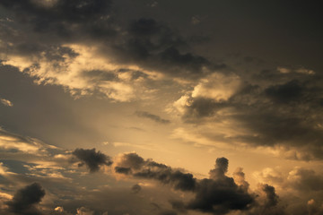 Dramatic sky with dark stormy clouds , rainy day