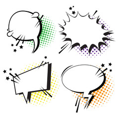 Chat Bubble Icon Set Pop Art Style Social Media Communication Flat Vector Illustration