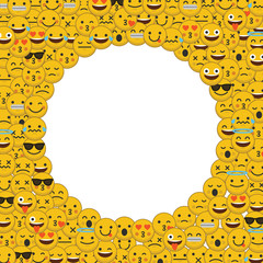 Set of emoji emoticon character faces in a circle