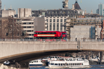 Buses on Waterloo Bridge, London, England