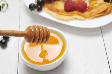 Pancake - Crepes with berries and honey