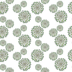 Abstract vector pattern with hand drawn green flowers. Used for textile, wrapping paper, wallpaper, scrap booking, background for greeting cards