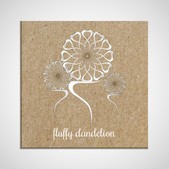 Banner template with a herb on cardboard background with dandelions
