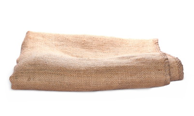 Naklejka na ściany i meble Jute, linen sack isolated on white background