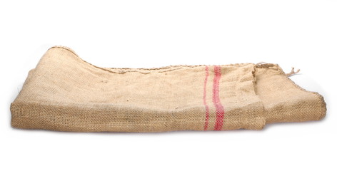 Jute, linen sack isolated on white background