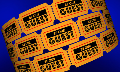 Naklejka premium Be Our Guest Event Party Theatre Invitation Tickets 3d Illustration