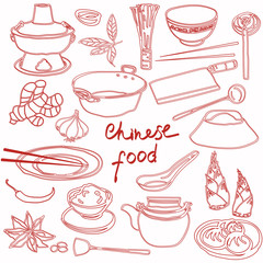 Chinese food vector doodle set