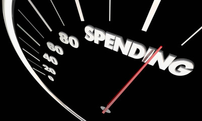 Spending Costs Budget Speedometer Measure Results 3d Illustration