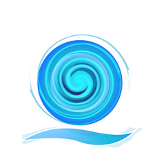 Beach wave vivid blue logo 