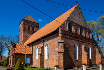 Fototapeta na wymiar Church in Srokowo village, Masuria, Poland