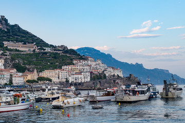 Fototapeta premium Sunset over Italian coast