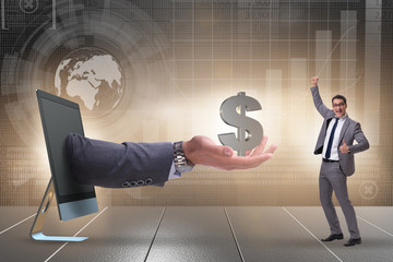 Businessman receiving investment in his startup business