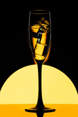 Drink shots in bar on black background