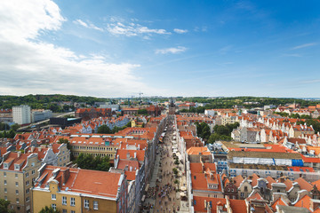 Fototapeta na wymiar Pedestrian street of Gdansk, top view