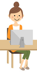 若い女性　ママ　PC