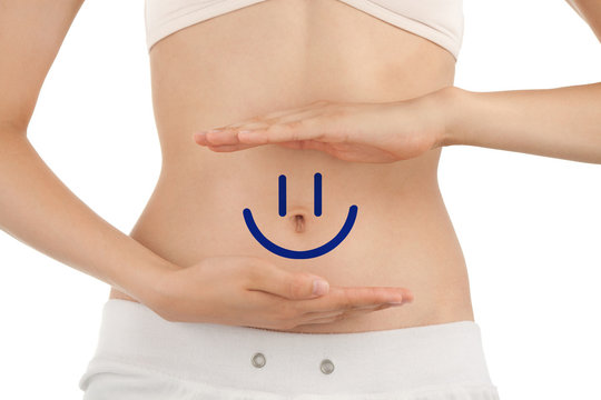 Slim Body of Young Woman with Happy Smiley