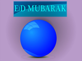 Eid mubarak text and sphere