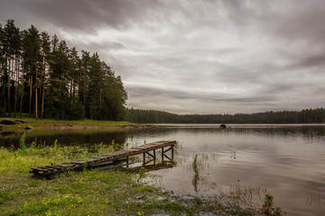 Lake sunrise  Beautiful sunrise view of Shiroka Polyana