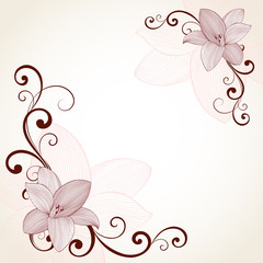 Frame with flower lily. Element for design.