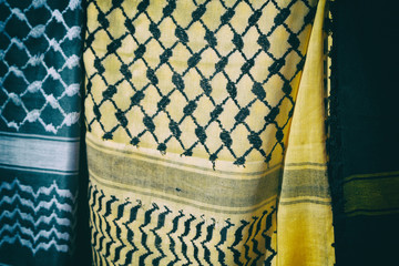 the texture of   cotton traditional symbolic  arabian  scarf