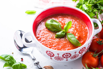 Tomato soup  on white.
