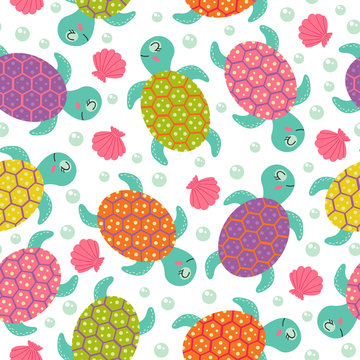 seamless pattern with turtle - vector illustration, eps© nataka