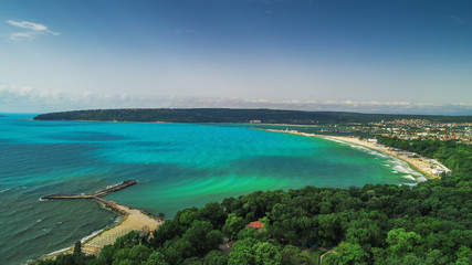Fototapeta na wymiar Varna summer time, beautiful aerial view above sea garden