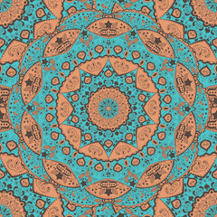 Flower Mandala seamless pattern. Vintage vivid background. Decorative elements. Oriental pattern, vector illustration. Islam, Arabic, Indian, turkish, pakistan, chinese, ottoman motifs