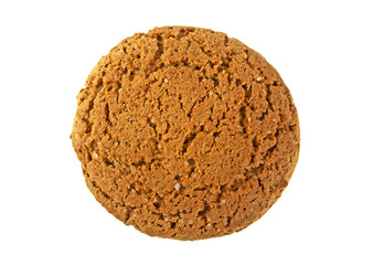 Oatmeal cookie isolated on white background, top view