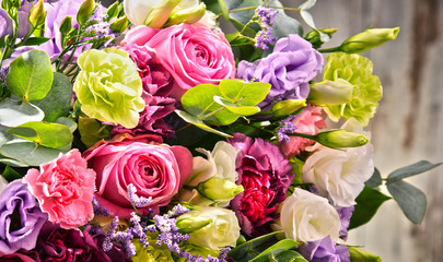 Composition with bouquet of flowers