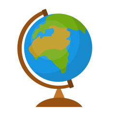 Globe icon, flat, cartoon style. Isolated on white background. Vector illustration