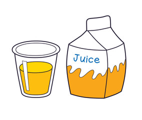 Orange juice glass and box vector isolated.