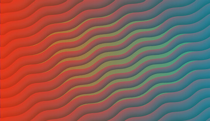 Multicolor abstract background. Red and green waves.