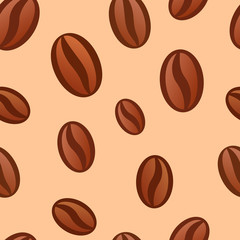 Seamless pattern with coffee beans, vector illustration and background