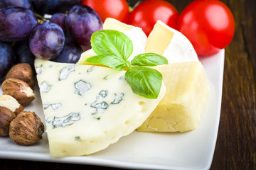 Small plate of cheese and fruit