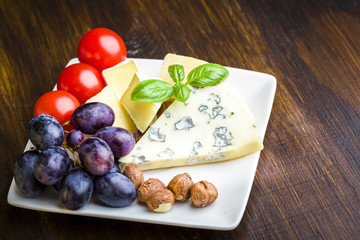 Small plate of cheese and fruit