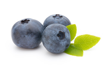 Fresh blueberries on a white background.