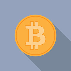 Golden bitcoins icon for cryptocurrency, virtual currency, digital money, ecash