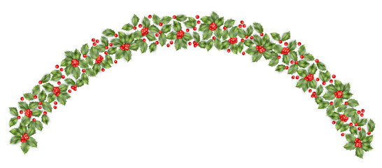 Christmas holly branch border. EPS 10 vector
