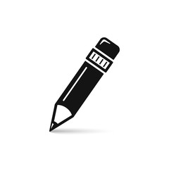 Pencil icon. Vector isolated simple black pencil symbol