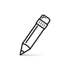 Pencil outline icon. Vector isolated simple line pencil symbol