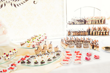Buffet with a variety of delicious sweets, food ideas, celebration