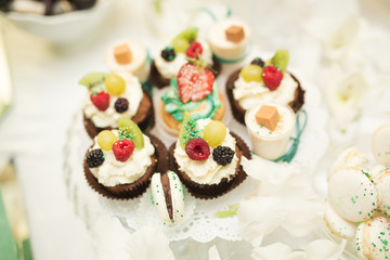 Buffet with a variety of delicious sweets, food ideas, celebration