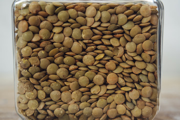 Lentils in a glass bowl