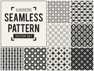 Abstract concept vector monochrome geometric pattern. Black and white minimal background. Creative illustration template. Seamless stylish texture. For wallpaper, surface, web design, textile, decor.