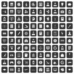 100 statistic data icons set black