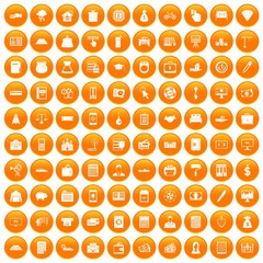100 credit icons set orange