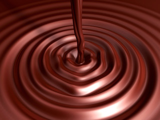 3d melting chocolate lake waving with round shape. Valentine 3D Illustration Design Series.